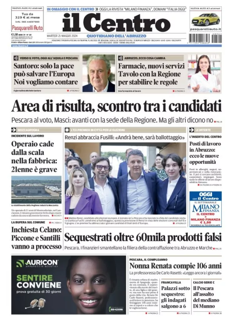 Prima-pagina-il centro-oggi-edizione-del-2024-05-21